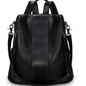 Ladies Size L Convertible Black Leather Backpack